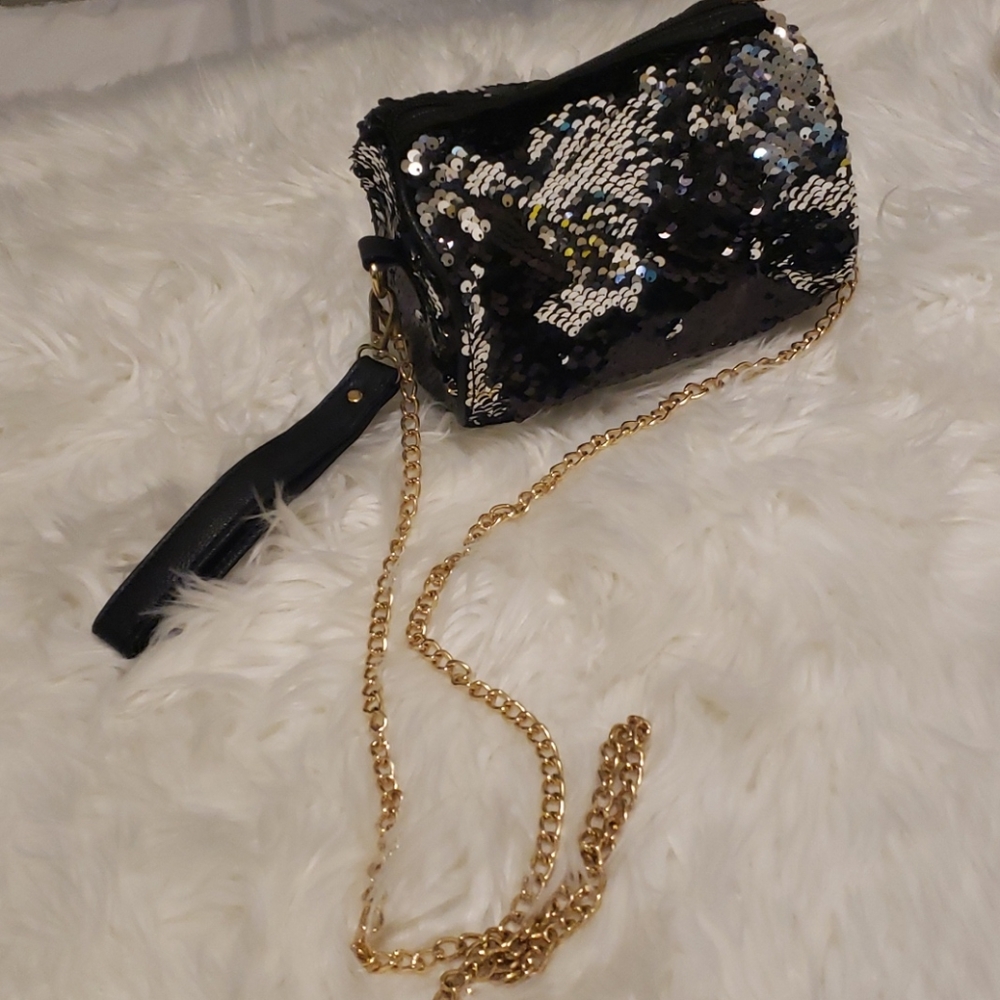 Sequins metallic reversible bag